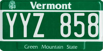 VT license plate YYZ858