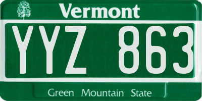 VT license plate YYZ863