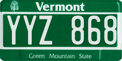 VT license plate YYZ868