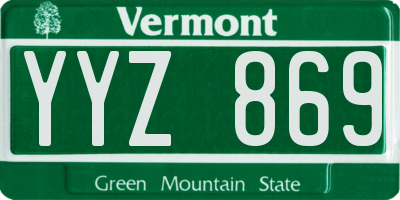 VT license plate YYZ869