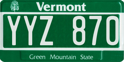 VT license plate YYZ870
