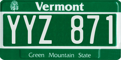 VT license plate YYZ871