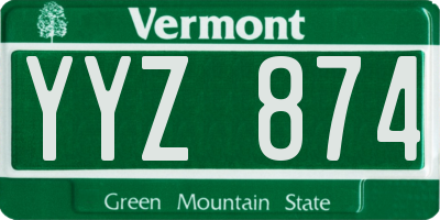 VT license plate YYZ874