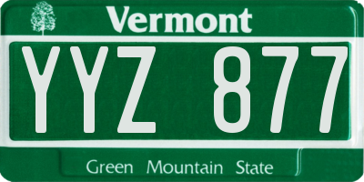 VT license plate YYZ877