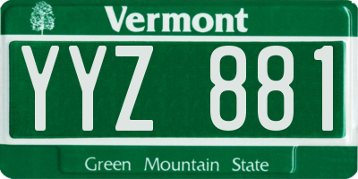 VT license plate YYZ881