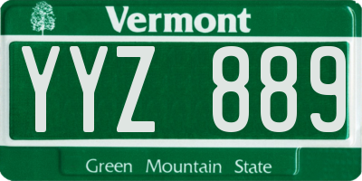 VT license plate YYZ889