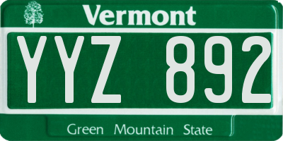 VT license plate YYZ892