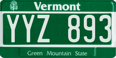 VT license plate YYZ893