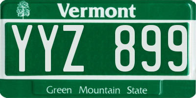 VT license plate YYZ899