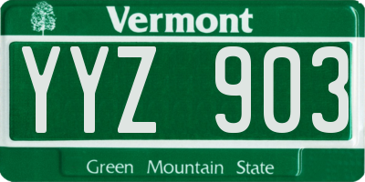 VT license plate YYZ903