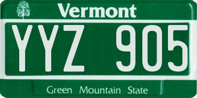 VT license plate YYZ905