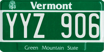VT license plate YYZ906