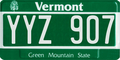 VT license plate YYZ907