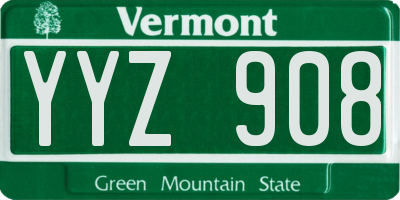 VT license plate YYZ908
