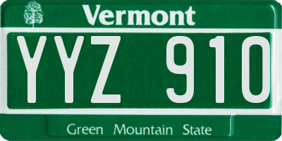 VT license plate YYZ910