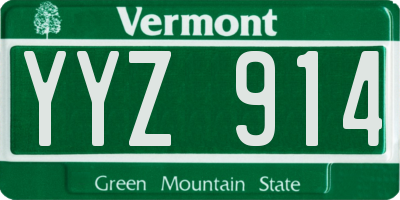 VT license plate YYZ914