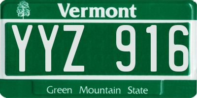 VT license plate YYZ916