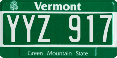 VT license plate YYZ917