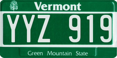 VT license plate YYZ919