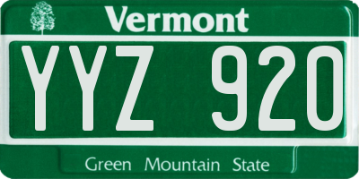 VT license plate YYZ920