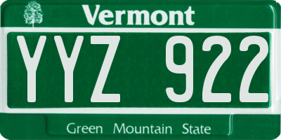 VT license plate YYZ922