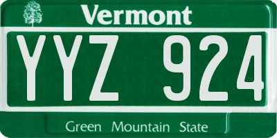 VT license plate YYZ924