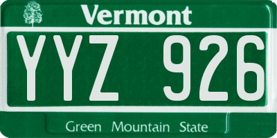 VT license plate YYZ926