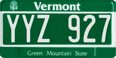 VT license plate YYZ927