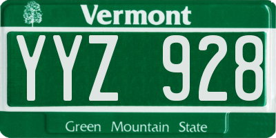 VT license plate YYZ928