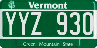 VT license plate YYZ930
