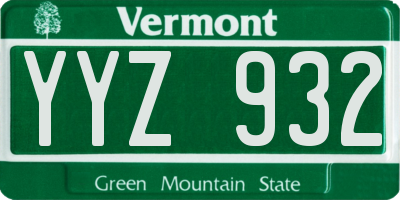 VT license plate YYZ932