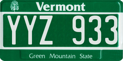 VT license plate YYZ933