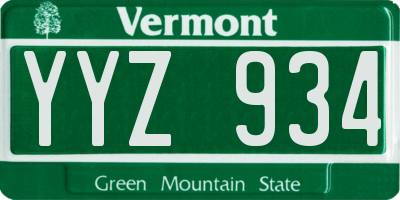 VT license plate YYZ934