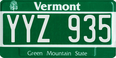 VT license plate YYZ935