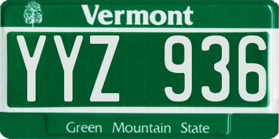 VT license plate YYZ936
