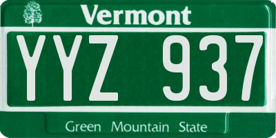 VT license plate YYZ937