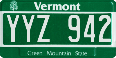 VT license plate YYZ942