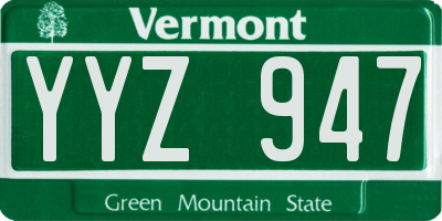VT license plate YYZ947