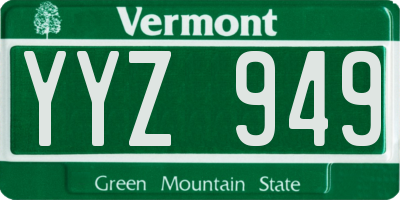 VT license plate YYZ949