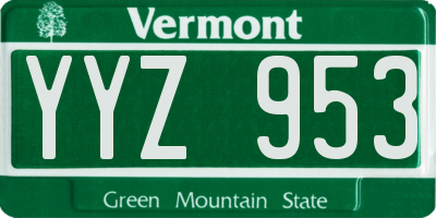 VT license plate YYZ953