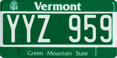 VT license plate YYZ959