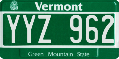 VT license plate YYZ962