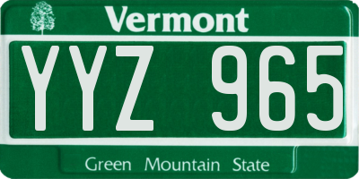 VT license plate YYZ965
