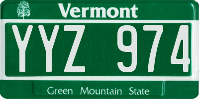 VT license plate YYZ974