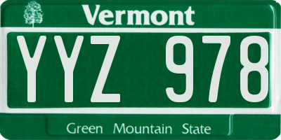 VT license plate YYZ978