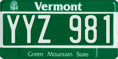 VT license plate YYZ981
