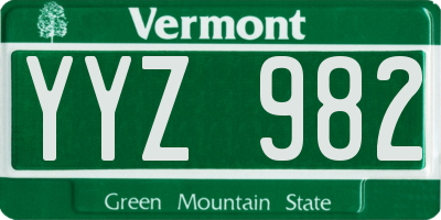 VT license plate YYZ982