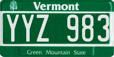VT license plate YYZ983