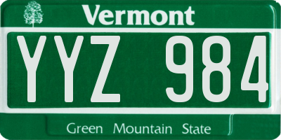 VT license plate YYZ984