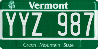 VT license plate YYZ987